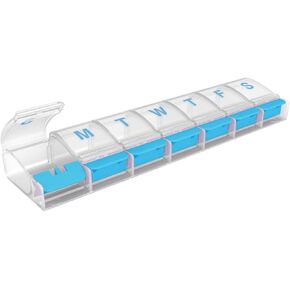 EZY DOSE Pill Organizer Weekly (7-Day), Medicine Planner, Vitamin Case/Box, 2X-Large Push-Button Compartments, Easy to Use, Travel-Friendly, Purple, BPA Free