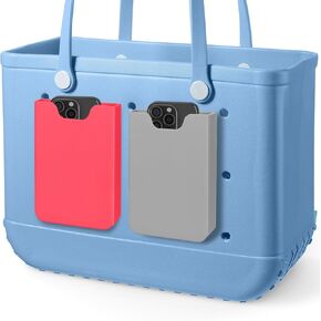 Sanchamy 2 Pack Phone Holder for Bogg Bag,Silicone Insert Cell Phone Holder Compatible with All Bogg Bags,Secure and Organize Your iPhone in Simply Southern-Grey and Pink