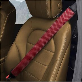 BESULEN Extra Long Car Seat Belt Cover, 2PCS Soft Vehicle Seatbelt Shoulder Strap Cushion Pad, Comfortable Auto Interior Neck Harness Protector Accessories, Universal for SUV RV Truck (Red)
