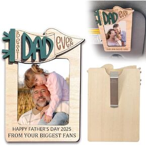 Fathers Day Birthday Gifts from Daughter Son Personalized Dad Gifts Car Visor Picture Frame Wooden Photo Holder Hanging Ornament Decorations Father's Day Birthday Christmas Gift Ideas for Dads(blue) in Kuwait
