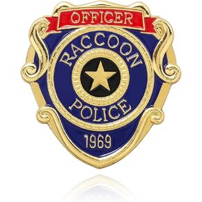 Raccoon Police Metal Badge Pin Costume Merch for Resident Leon Cosplay - Halloween Costume Party Prop Accessories Women Men Jewelry Gift