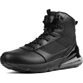 Men's Wide Tactical Work Boots Lightweight Air Cushion Side Zipper Military Boots Comfortable Waterproof Motorcycle Combat Hiking Boot 8 Inches
