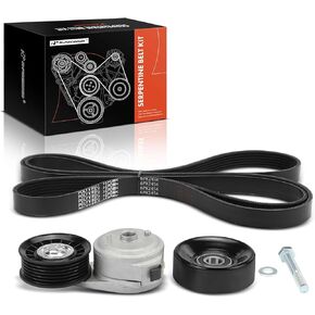 A -Premium Engine Serpentine Belt Drive Kit مع توتر وبكرة متداعية متوافقة مع شيفروليه تاهو ، C1500 ، C2500 Suburban & GMC Yukon ، K1500 ، K3500 و Cadillac Escalade - V6 4.3L ، V8 5.0L 5.7L 5.7L.