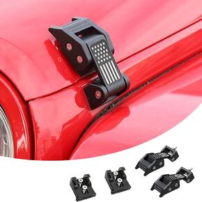 Aluminum Hood Latches Accessories for Jeep Wrangler TJ, JK JKU 2007-2017 JL JLU 2018-2024 JT Gladiator 2020-2024 2pcs Black