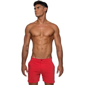 Rounderbum رجال ملابس السباحة | شورت الشاطئ | التكنولوجيا المبطنة | جاف سريع | بدلات الاستحمام | سراويل السباحة | الأحمر | كبير