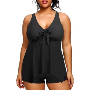 Holipick 2 Piece Plus Size Swimsuits for Women Tankini Bathing Suit Swimwear Tummy Control Flowy Tops and Boyshorts Modest