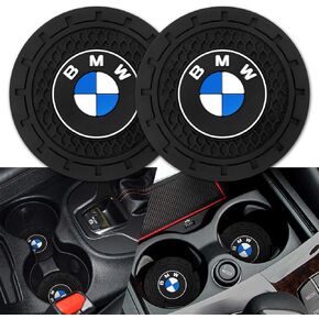 Cup Holder Coaster for BMW Recessed Silicone Non-Slip Car Interior Accessories 2PC Black Drink Coaster 2.75in