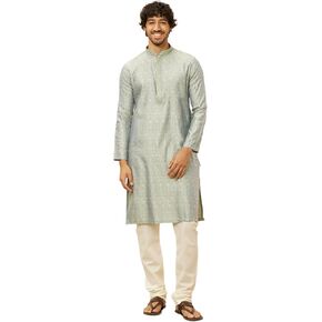 Manyavar الرجال مزج Viscose Self Design Kurta Pajama