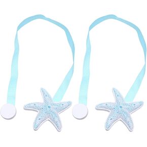 NOLITOY 2 Pcs Magnetic Curtain Tiebacks: Nautical Blue Drapery Holdbacks for Coastal Bedroom Living Room - Decorative Window Treatment Accessories