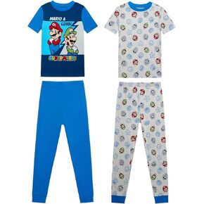 Super Mario Little/Big Boys 100% Cotton 4-Piece Pajama Sets