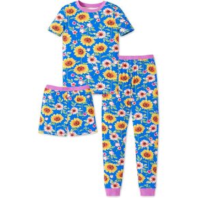 PATPAT Kids 3-Piece Pajama Sets with Bamboo Viscose,Snug Fit Pjs for Boys and Girls,All-Season Comfort Sleepwear, Ages 2T-12Y
