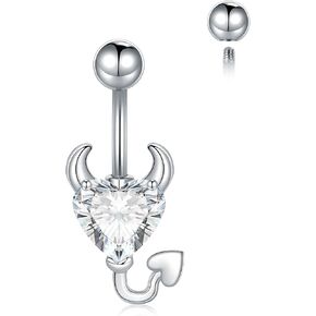 Oveta Belly Button Piercing Surgical Steel 14G Belly Button Ring for Navel Piercing Jewelry 10mm for Women, Silver