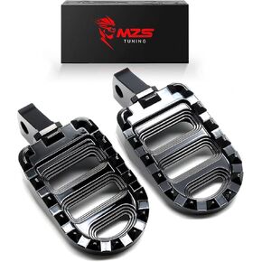 MZS Motorcycle Foot Pegs, Front Footpegs MX Serrated Driver Wide Pedal Rest CNC Black Compatible with R18 R 18 2021-2024 / R18B 2021-2024 / R18 Classic 2021-2024 / R18 Tran 2021-2024