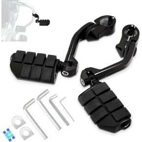 1.25 "(32 ملم) أوتاد قدم الطريق السريع القابلة للتعديل مع طقم جبل طويل الزاوية ، Universal for Harley ، Honda ، Kawasaki ، Suzuki ، Yamaha ، Indian ، Victory Motorcycle W/1-1/4" Bar Mustic Engine/Crash ، Black#3