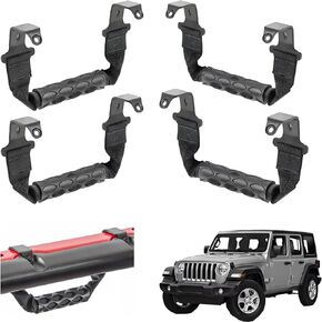 Bar Roll Roll Grab Heavy-Duty Bar مقابض متوافقة مع 2018-2023 Jeep Wrangler JL & 2020-2023 Gladiator JT ، TOP TOP/SOFT TOP فقط ، إكسسوارات سبيكة الألومنيوم على الطرق الوعرة ، استبدالها لـ 82215524 82215523AC