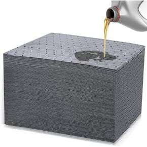 AAwipes Oil Absorbent Pads Universal for All Liquids Oil Spill Control Oil Absorbing Sheets for Garage, Car, Truck, Motorcycle Grey 100 Pack 9.8" X 13" OG1013-100