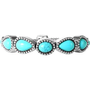 Jessica Simpson Womens Turquoise Bracelet - Oxidized Silver or Gold-Tone Bracelet with Turquoise Stones