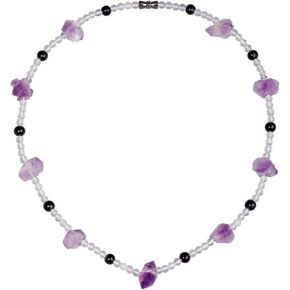 Amethyst Drusy Quartz Necklace for Women Black Obsidian/White Agate Beaded Necklaces Relax Balance Crystal Strand Necklaces