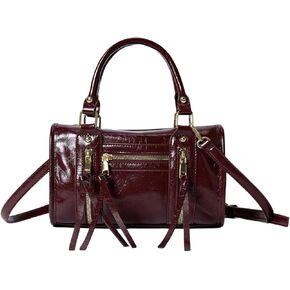 QWINEE Women's Tassel Satchel Handbag Adjustable Strap Top Handle Zipper Crossbody Bags Purse