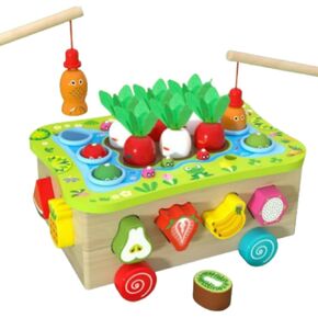 Wooden Montessori Toys for 1-3 Year Old，Animal Cognitive Games, Fishing Games Preschool Learning Educational Toys, 1-2-3 Years Old Baby's Birthday Gifts