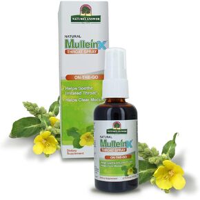 Nature's Answer Mullein X Throat 2 Ounce Spray - Cough Expectorant, Natural Throat Soothing, Clears Mucus, Gluten Free, Non GMO, Vegetarian, Natural Peppermint Flavor