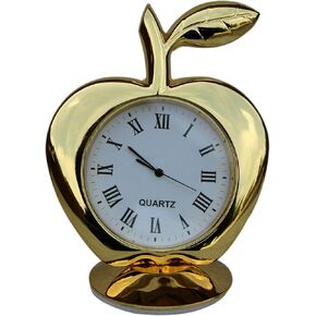 Small Desk Clock. Golden Apple Look Desk Clock for Bedroom, Hotels & Decorations.