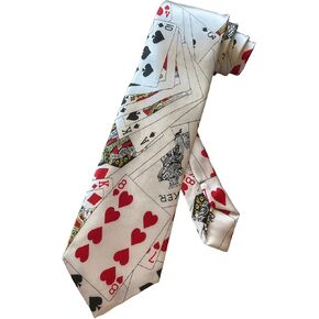 Mens Playing Cards Suits Poker Spades Clubs Hearts Diamonds Gambling Casino Las Vegas Necktie | Neck Tie