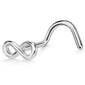 FANSING 20g Nose Rings 20 Gauge Corkscrew Nose Ring Stud Infinity Nose Studs Nose Screw Surgical Steel Nosescrew for Women Men Nostril Piercing Jewelry 1 Piece
