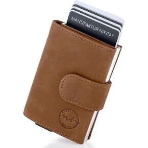 Manufaktur Nikita® Elegant slide wallet |credit card case RFID protection genuine leather for 10 cards with gift box