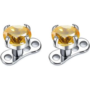 Kokoma 16G Crystal Dermal Piercing Anchor Tops and Base G23 Titanium Microdermal Piercing Internally Threaded Body Jewelry for Women Men
