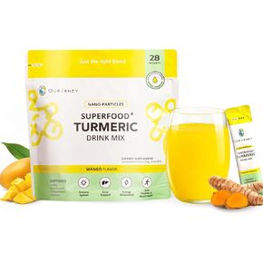 Nano Turmeric Curcumin Drink Powder with Vitamin C Wellness Immunity Shots– Instant Drink Mix Packets, Tasty Mango Flavor – 35X Absorption – Joint Support & Immune Boost Supplement