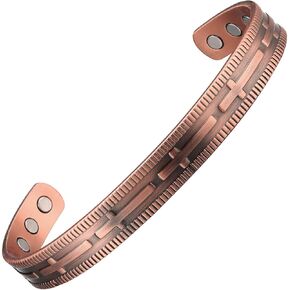 MagEnergy Copper Bracelet for Men and Women, 99.9% Solid Copper Magnetic Bracelets Adjustable Cuff Jewelry Gift Box(Cross Pattern) in Kuwait
