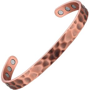 MagEnergy Copper Bracelet for Men and Women, 99.9% Solid Copper Magnetic Bracelets Adjustable Cuff Jewelry Gift Box(Cross Pattern)