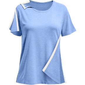 Post Shoulder Surgery Shirts for Women- Short Sleeve-Full Snap-Open Arm Shoulder Recovery Clothing Chemo Clothing