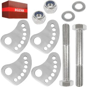 2 Pack 304 Stainless Steel Caster/Camber Bolt Kit Fit for Chevy Silverado GMC Sierra 1500 2500 3500 2WD 4WD 1999-2019 Arm Alignment Cams Plate with Heavy Duty Bolts Washers Nuts Kit
