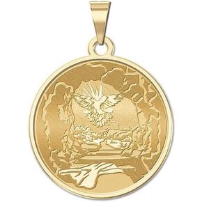 PicturesOnGold.com Easter Sunday (Empty Tomb) Round Religious Medal - 2/3 Inch Size of Dime, Solid 14K Yellow Gold