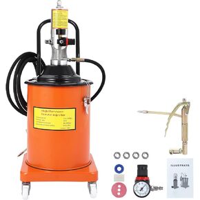 5 Gallon Grease Pump, Heavy Duty Air Grease Pump with 13ft High Pressure Hose and Grease Gun, Portable Pneumatic Grease Pump with Wheels