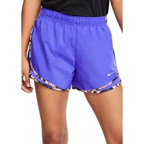 Nike Women's 3'' Heathered Tempo Running Shorts (Small, Purple(831558-519)/Yellow)