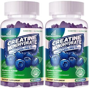 Creatine Monohydrate Gummies Complex for Men & Women -Advanced Formula W/L-Taurine + Vitamin B12, Sugar Free Chewable Supplement,90 Peach Gummies