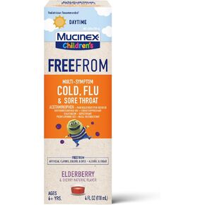 Mucinex Children's Liquid - FreeFrom Multi-Symptom Cold, Flu & Sore Throat 4oz, 1 pack in Kuwait