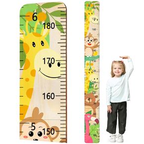 Basumee Wood Growth Chart for Kids Room Decor Height Measurement Growth Chart for Wall Cute Height Chart Ruler Boys and Girls Baby Nursery Bathroom Bedroom Room Playroom Decor, Animals