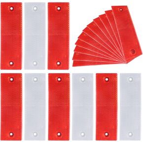 20 Pack Red Safety Reflectors, Self Adhesive Trailer Reflectors Car Reflector, Universal Plastic Rectangular Stick-on Reflectors for Truck, RVs, Motorcycle, Cars, Bus Safety Reflectors