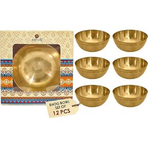 مجموعة Satvik من 12 صحن النحاس النقي bhog مجموعة لبوجا | Puja Katori الهندي للتأمل ، براساد وديوالي العروض | المذبح البوذي التبتية لوازم | أوعية بوجان النحاسية المتينة والأنيقة (2 سم × 5.7 سم)