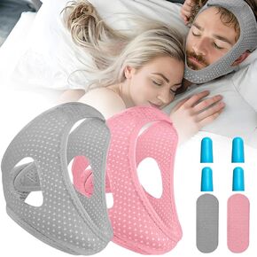 Chin Strap for Sleeping Cpap Users, 2 Pack CPAP Chin Strap to Keep Mouth Closed, Anti Snore Chin Straps Airflow Jaw Strap for Sleep Apnea Men Women, Anti Snoring Devices Stoper Snoring Solution