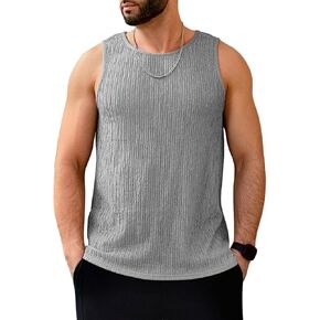 Men's Tank Tops Summer Sleeveless T Shirt Casual Ribbed Knit Muscle Basic Tee Shirts in Kuwait