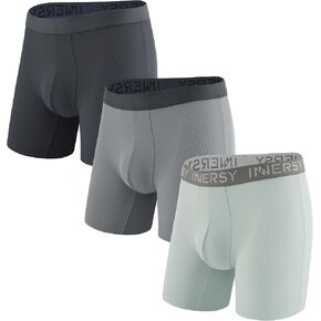 INNERSY Men's Seamless No Fly Underwear Cooling Breathable Boxer Briefs 3-Pack