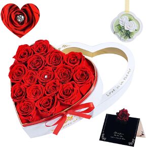 Flowers Forever in a Box 16 Preserved Roses in White Velvet Box,Flowers for Delivery Prime,Gift for Birthday, Valentines's Day, Mother's Day,Anniversary, Graduation Gifts for Her(Piece, 16)