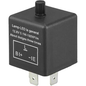 Electronic LED Flasher Relay Fix, CF13JL-02 3 Pin LED Turn Signal Light Bulbs Blink Flash Universal for Car Motorcycle Speed Adjustable Plastic Black