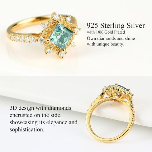 خواتم الخطبة مويسانيت للنساء ، د ، اللون VVS1 Princess Cut Moissanite Ring 925 Sterling Silver Placed 18K White Gold Wedding Ring in Kuwait