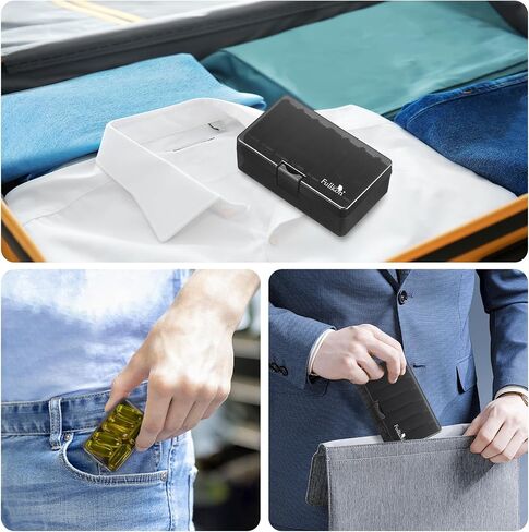 Fullicon Small Pill Case for Purse, Travel Medicine Pill Organizer, Weekly 7 Day Daily Pill Box, Pocket Pharmacy Pill Container Dispenser Holder with Labels (Black) in Saudi Arabia